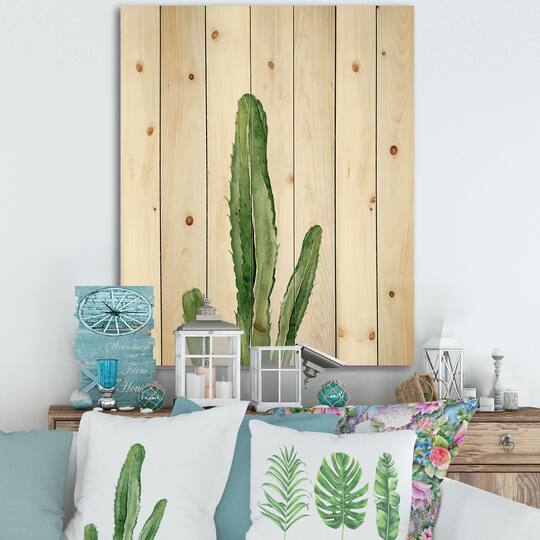 Designart - Green Cactus South Western Plant Botanical Detail